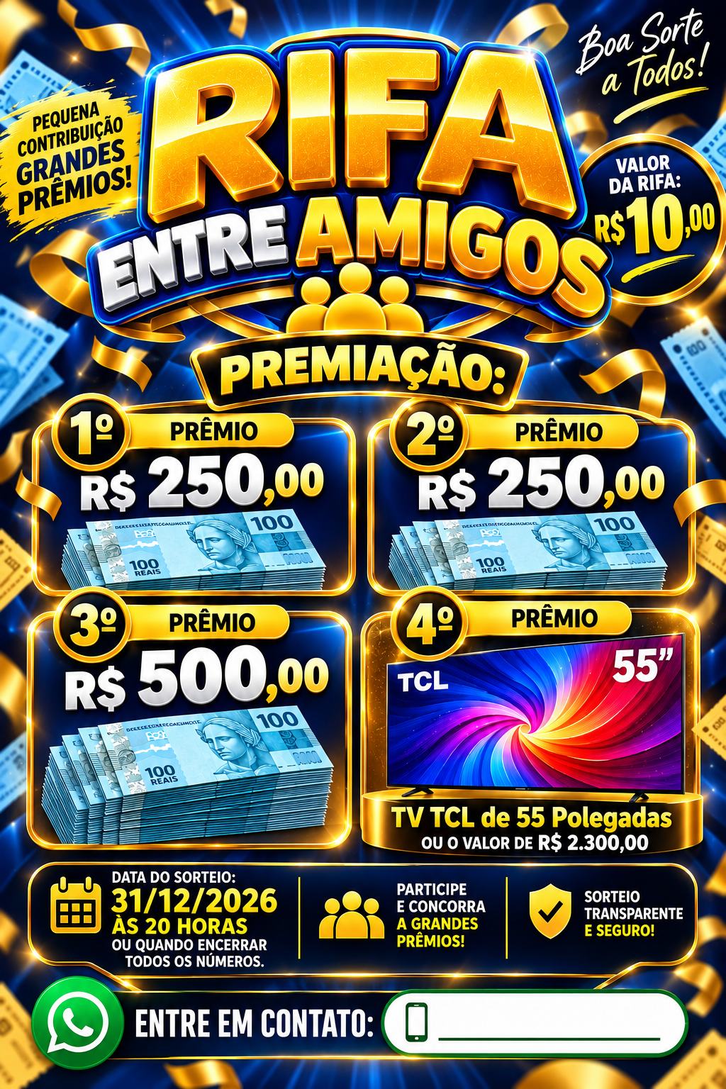 Cartaz oficial da Rifa Entre Amigos
